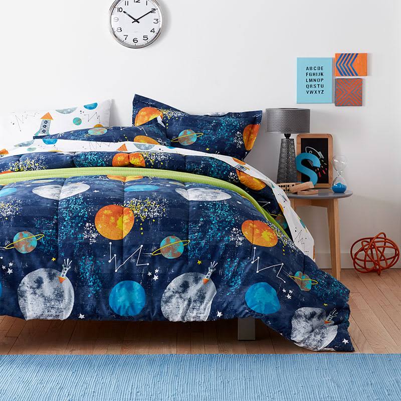 Multicolored Graphic Cotton Percale Twin Comforter D8535