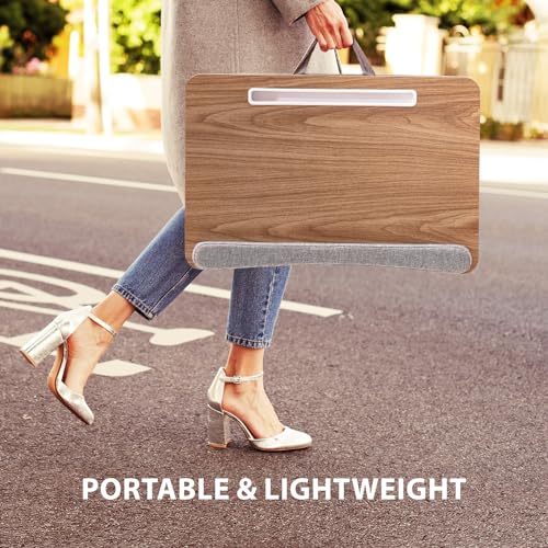 Brown Lap Desk with Cushion and Extra Storage Pocket W388498