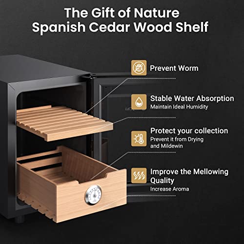 8L Electric Cigar Humidor Cabinet with Cedar Wood Shelves K665