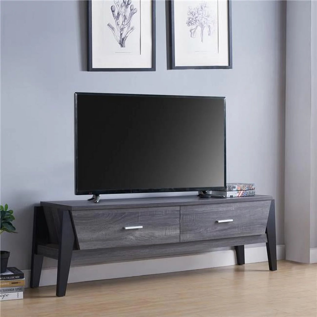 Distressed Gray & Black TV Stand U554