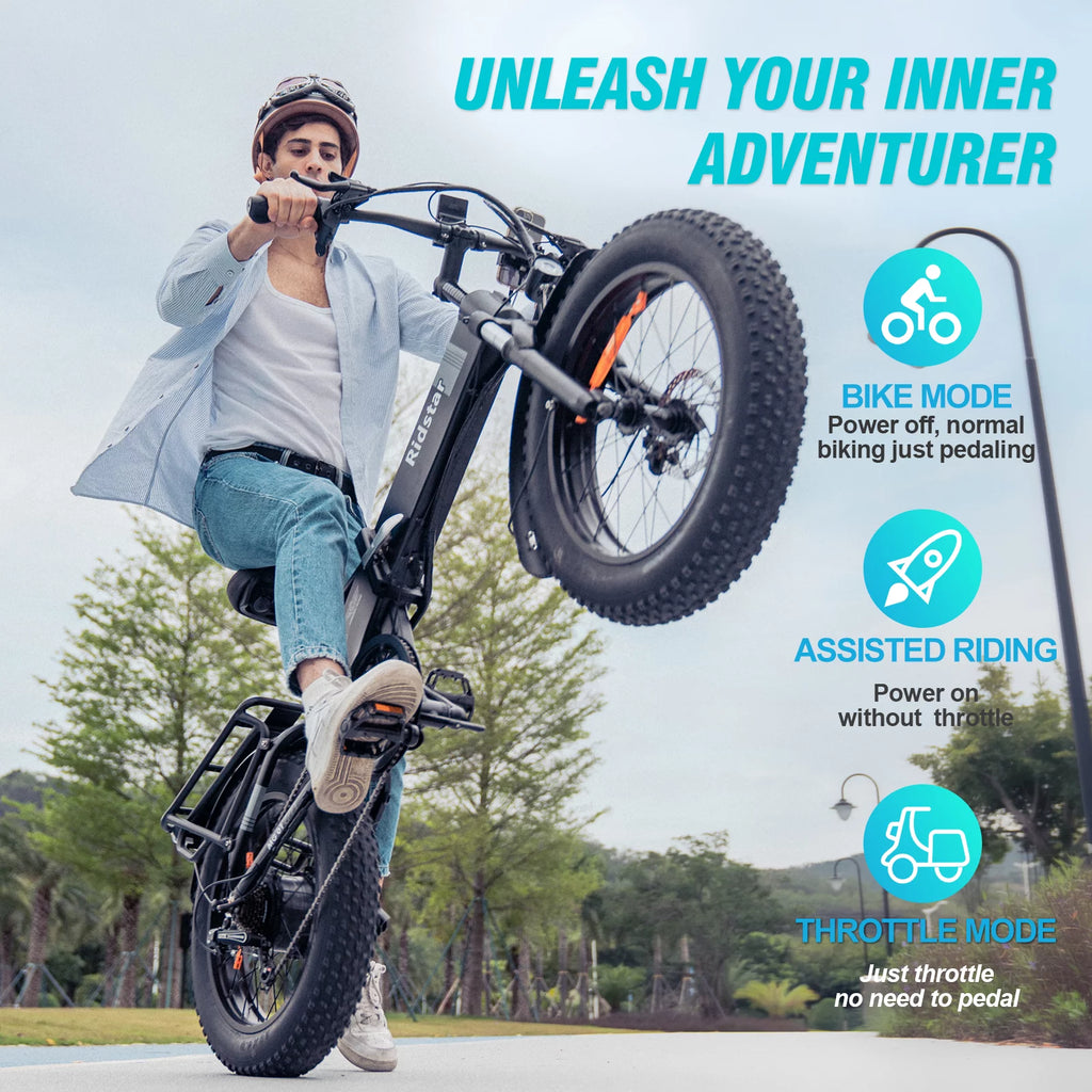 750W 48V 14AH Removable Battery 20" x 4.0 Fat Tire 7-Speed Electric Bike Q978