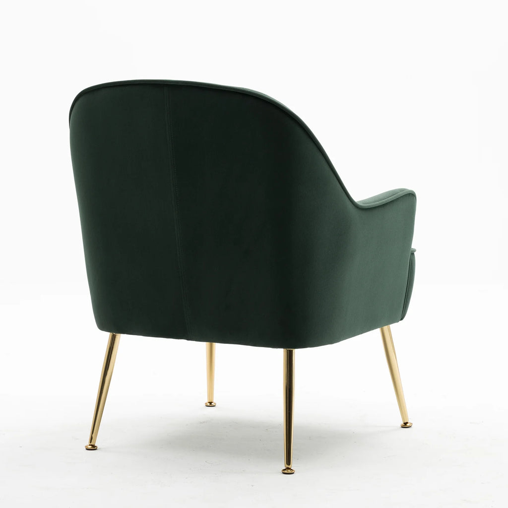 Dark Green Velvet Accent Chair with Gold Legs E898827