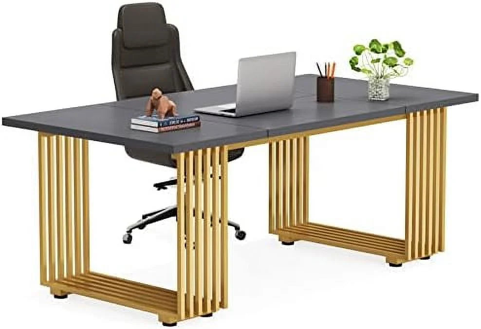 70.9" Wood Computer Desk with Black Metal Legs V94397