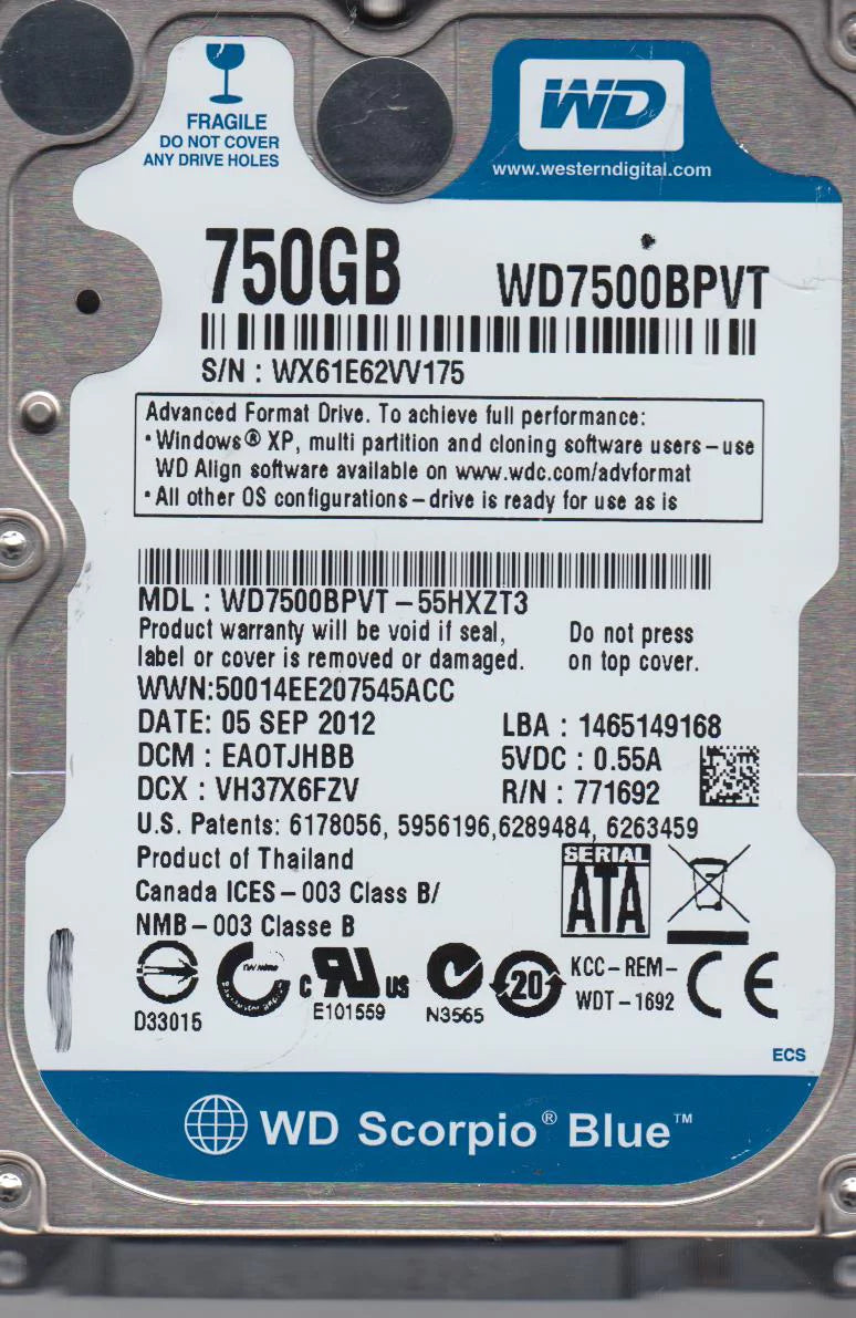 750GB SATA 2.5 Hard Drive L3443