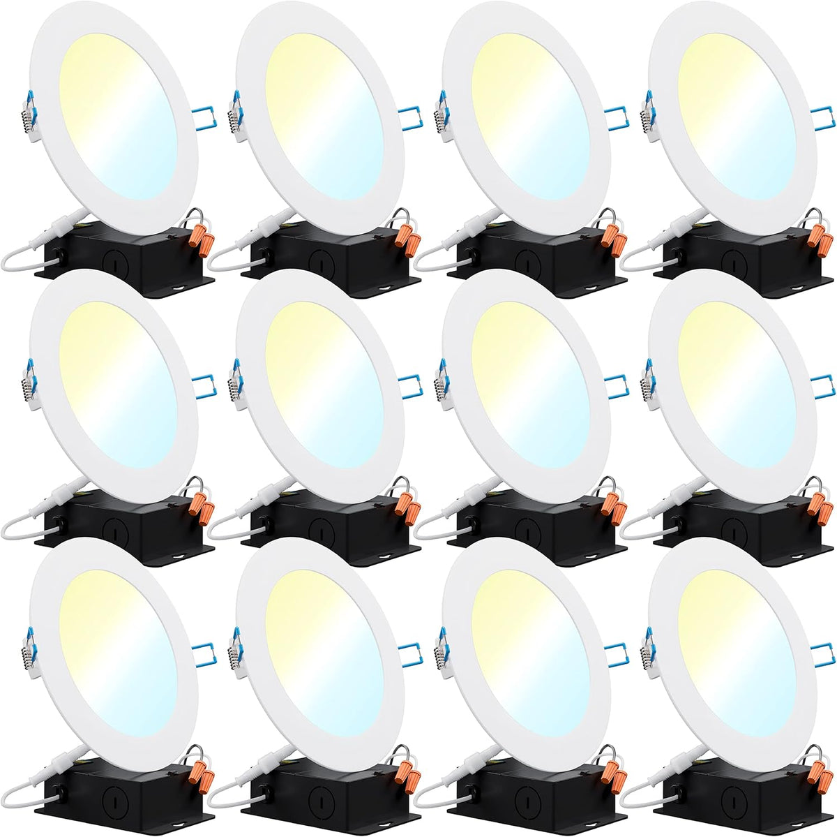 12 Pack 4 Inch Ultra Thin LED Recessed Ceiling Lights, 4000K Cool White, Dimmable 10W=60W, 650 LM, Canless Q176