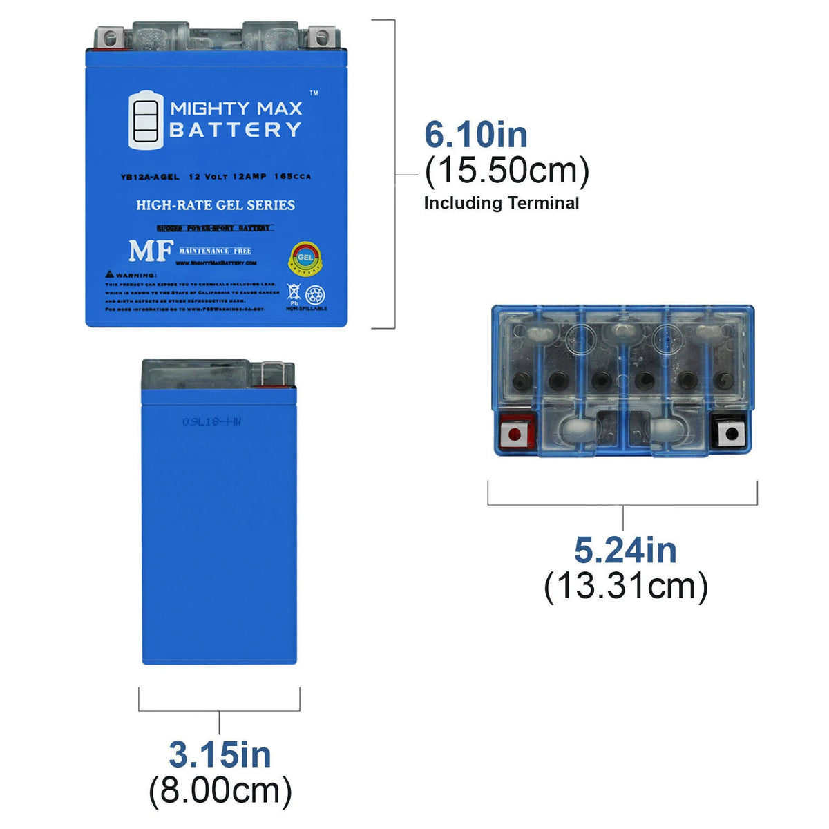 12V 12Ah 165cca Gel Battery F6284