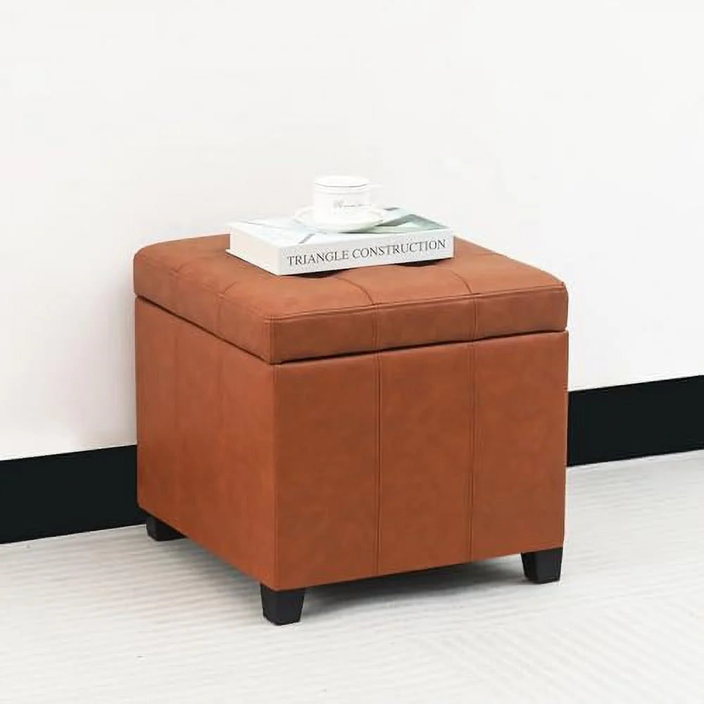 Square PU Leather Tufted Cube Ottoman O6068