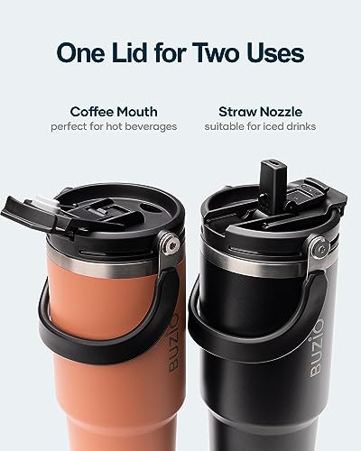 30 oz Insulated Stainless Steel Tumbler with Handle, Lid and Straw G889