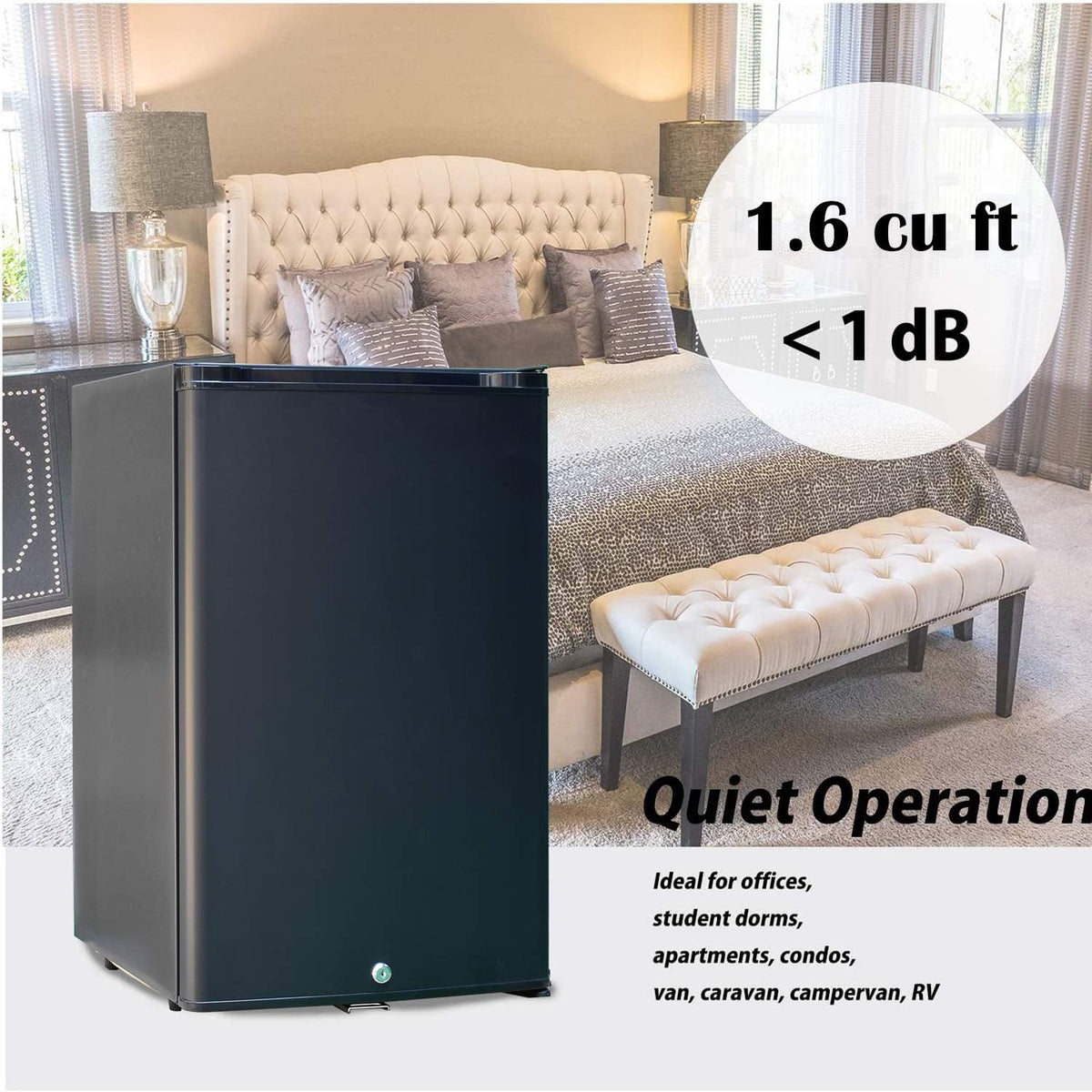 110V 1.6 Cu.Ft Compact Refrigerator with Reversible Door, Black P8761