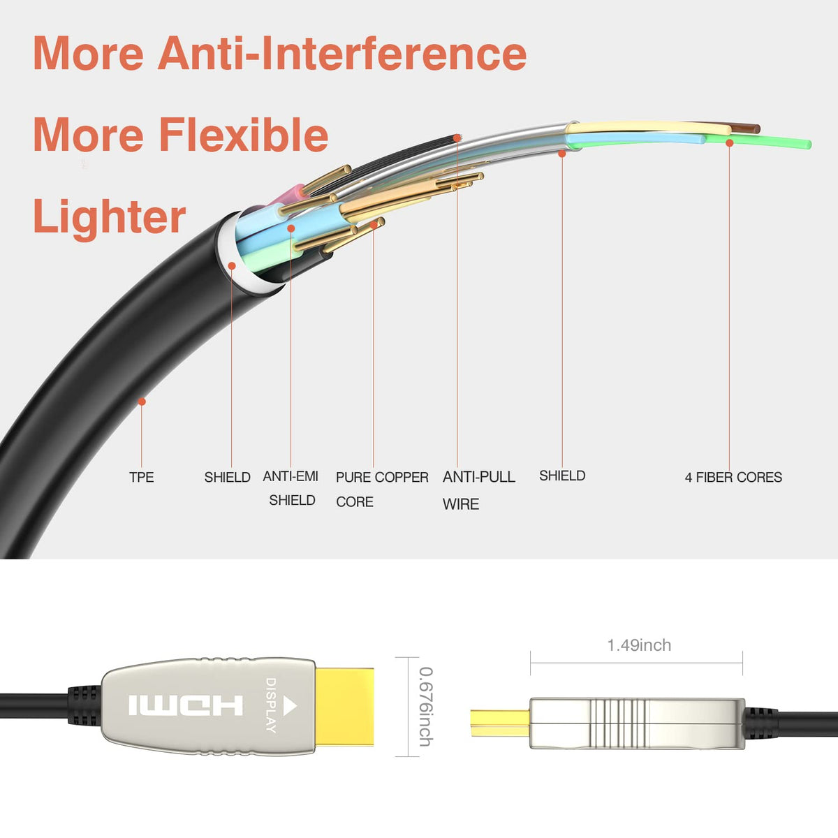 4K60HZ HDR 6 feet HDMI Fiber Cable T47393