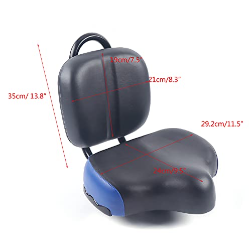 Backrest Saddle Bike Seat with Backrest, 11.5" x 9.5" Universal Bicycle Saddle Seat with Back Support, Faux Leather Foam Cycling Seat Cushion E598826