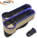 2 Pack Car Cup Holder Seat Organizer with LED Light Bar, Brown G2456