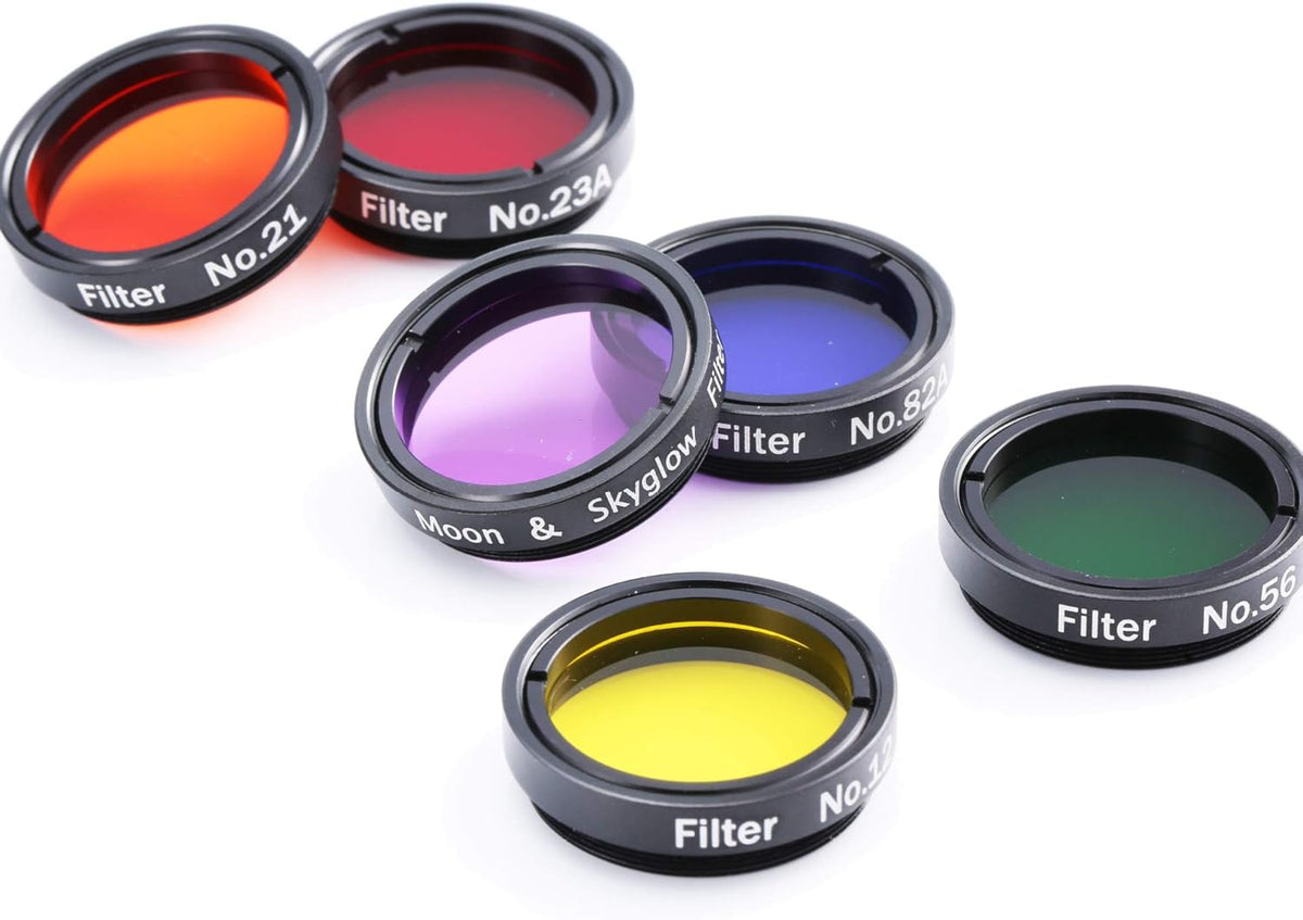 1.25 Inches 6 Color Telescope Moon Filter Set with Metal Case Z90176