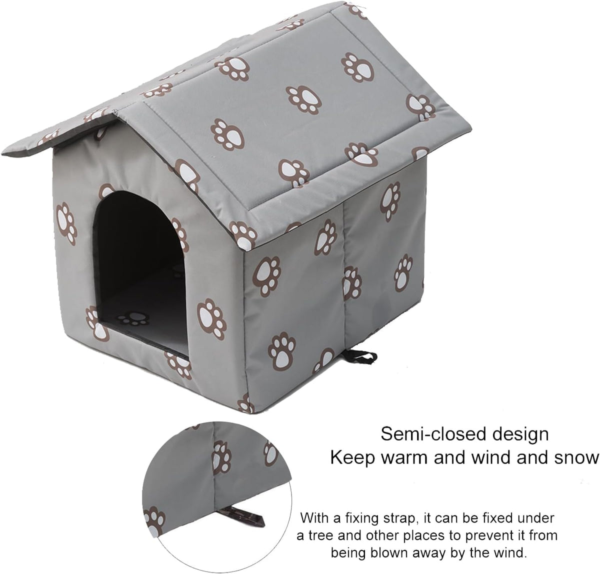 Grey Large Weatherproof Insulated Cat House I4768
