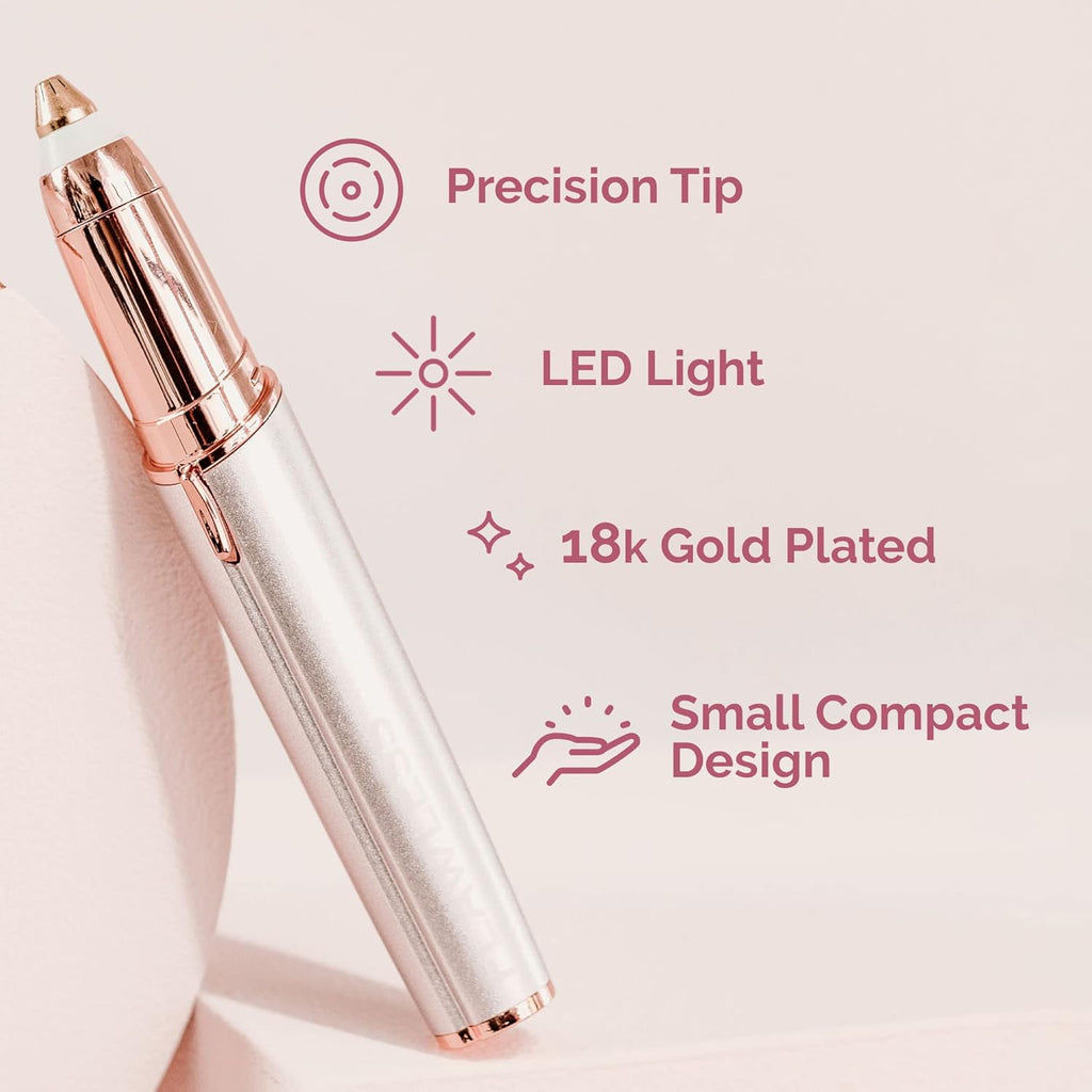 White Electric Eyebrow Hair Remover Razor with LED Light P5948