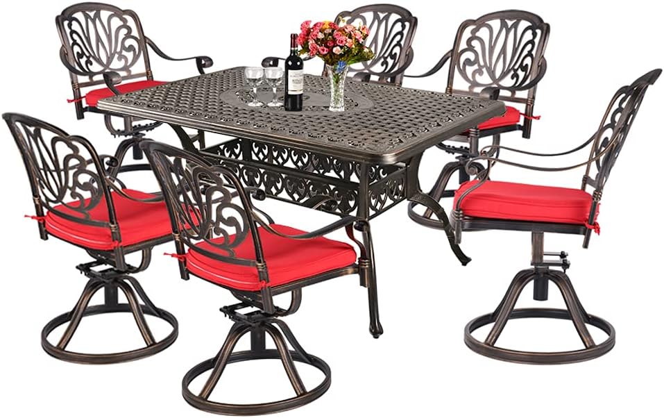 5-Piece Cast Aluminum Patio Dining Set with Umbrella Hole P205