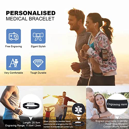 Custom Silicone Rubber Strap Stainless Steel Medical Alert Bracelet K588169