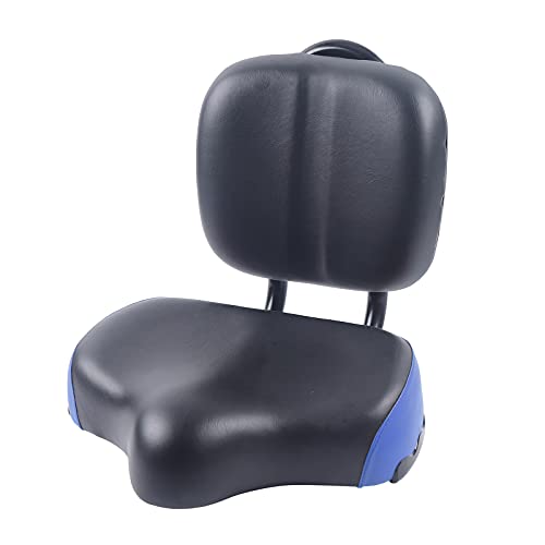 Backrest Saddle Bike Seat with Backrest, 11.5" x 9.5" Universal Bicycle Saddle Seat with Back Support, Faux Leather Foam Cycling Seat Cushion E598826