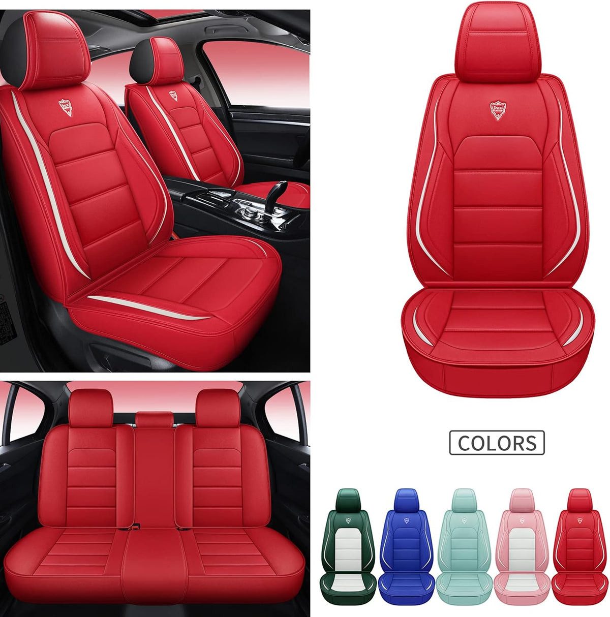 Blue Synthetic Leather Car Seat Cover Set L8207
