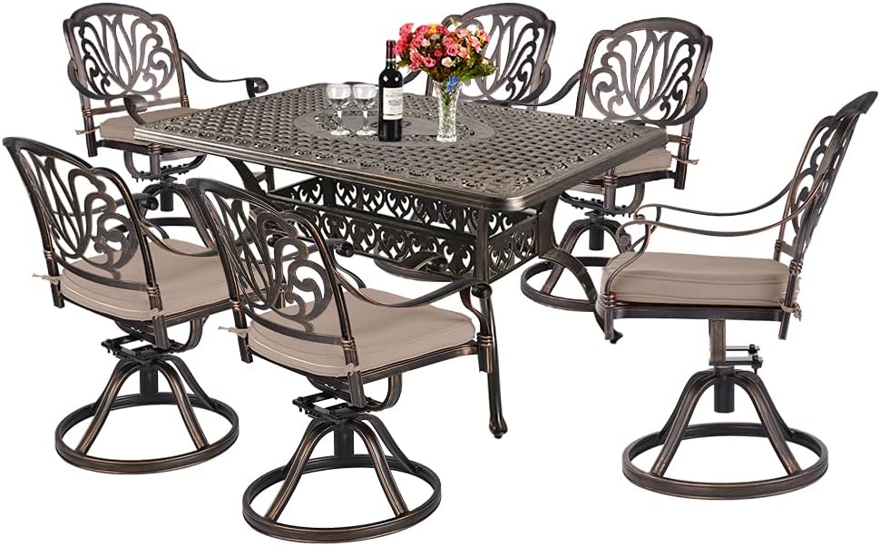 5-Piece Cast Aluminum Patio Dining Set with Umbrella Hole P205