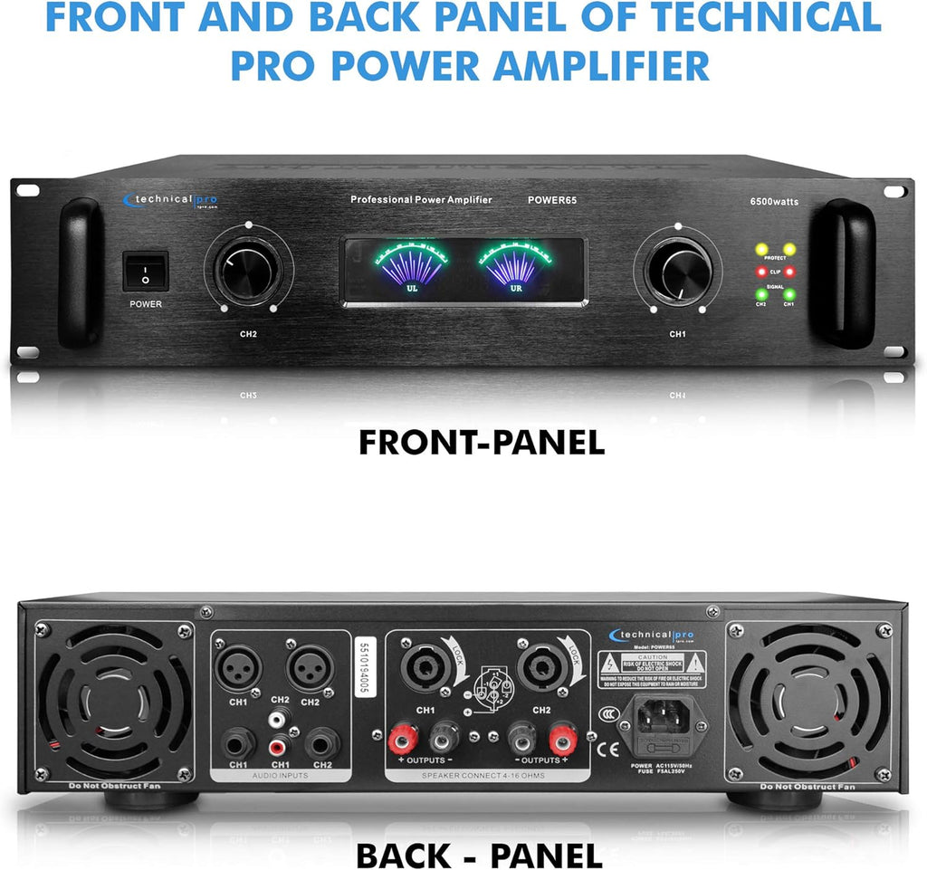 Portable 2 Channel Digital Stereo Power Amplifier with 6500 Watts U539