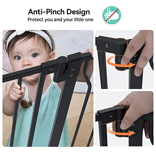 30" Tall Black Metal Baby Gate with Pet Door E716771