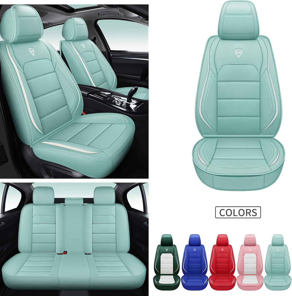 Blue Synthetic Leather Car Seat Cover Set L8207