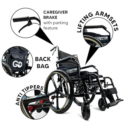 Black Self Propelled Wheelchair 17.5" Seat Width M709