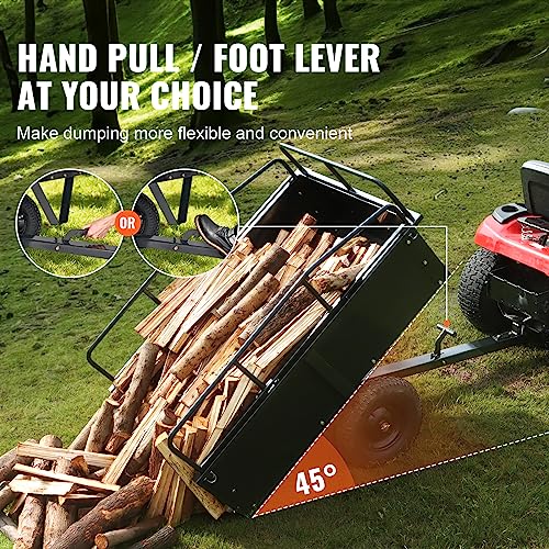 Heavy Duty Steel ATV Dump Cart, 750 lbs, 15 Cubic Feet Garden Utility with Removable Sides Y762269