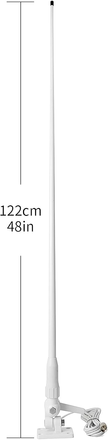 VHF 156-163MHz 50W 43inches 3dBi White Adjustable Marine Fiberglass Antenna with RG58 Cable B959484