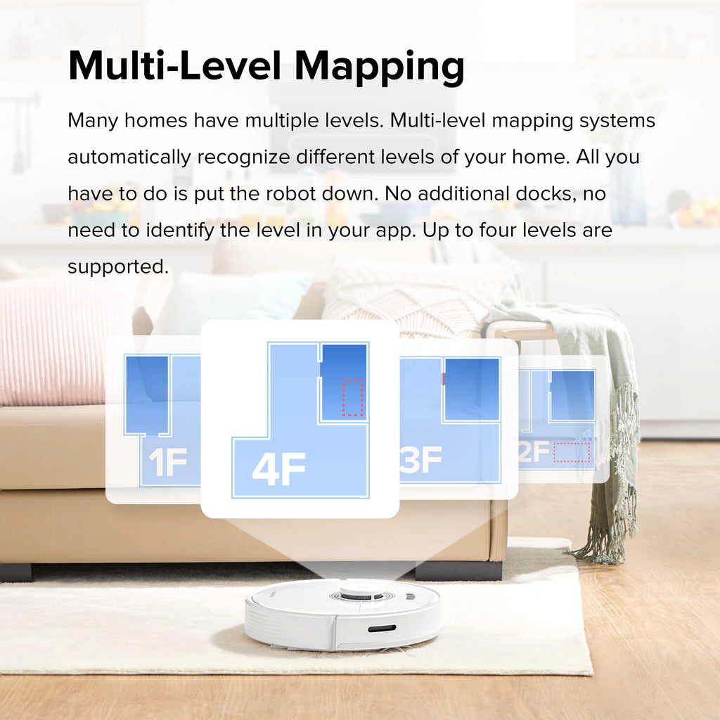 Robot Vacuum Cleaner with Auto-Empty Dock, 4200Pa Suction, White J3004