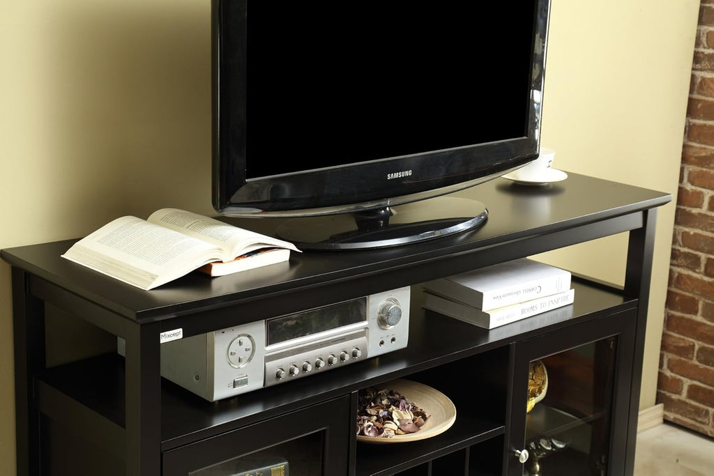 Black Wooden Sideboard with Wine Rack Y674