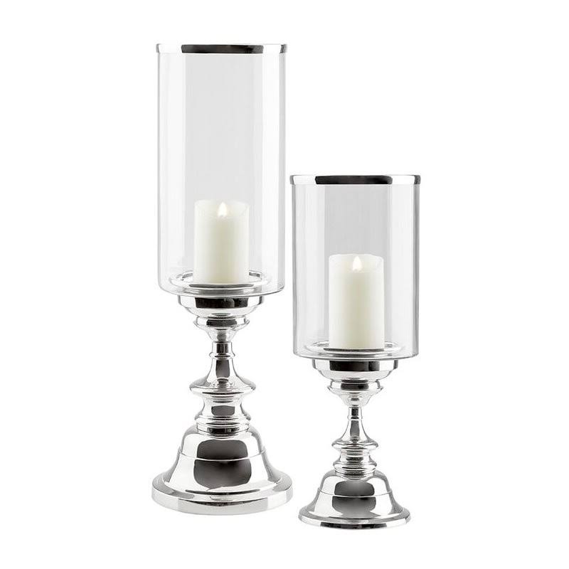 Silver Aluminum Candle Holders Set of 2 Z154020