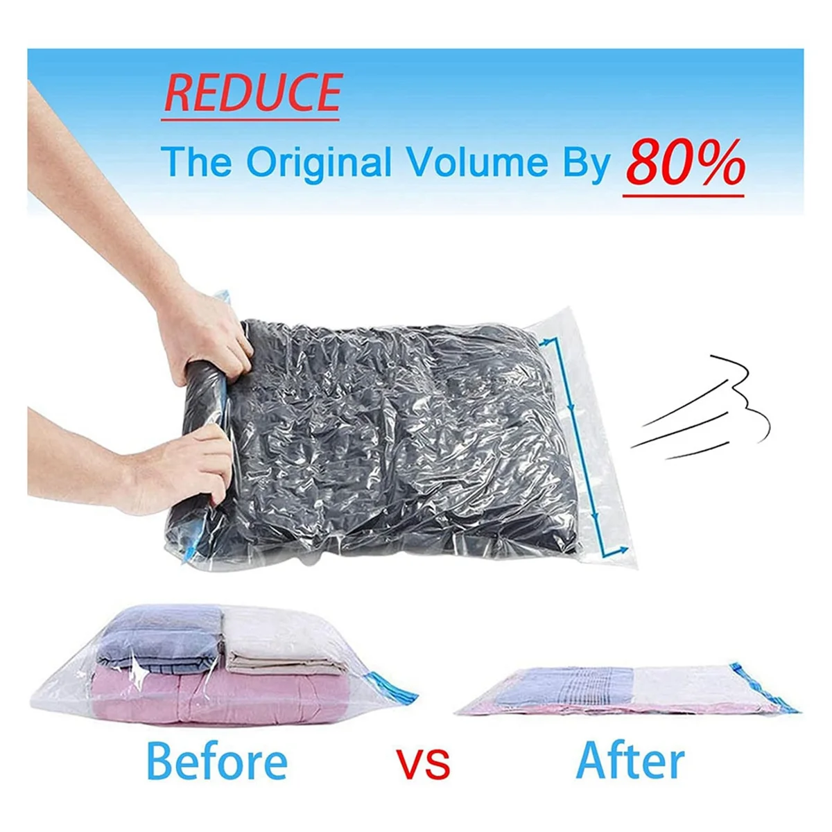 12 Pack Reusable Roll Up Compression Bags 35X50cm Medium Vacuum Storage Bags M9267