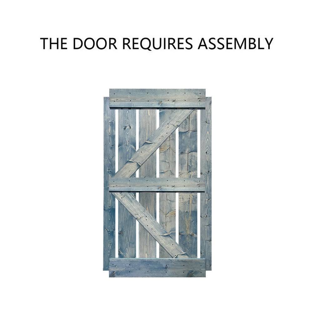 Stained Wood Sliding Barn Door with Hardware Kit U935346