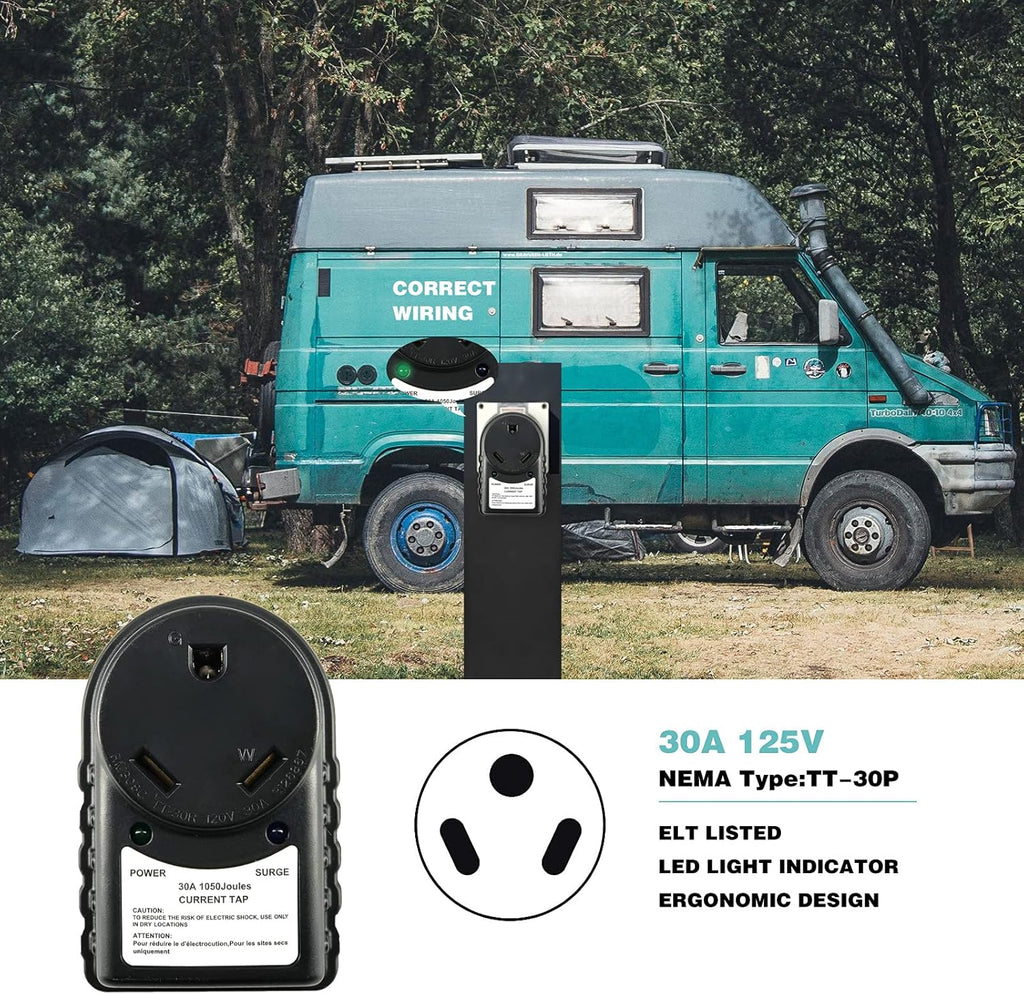 30 Amp RV Surge Protector with LED Indicator Light, Pack of 2 H248