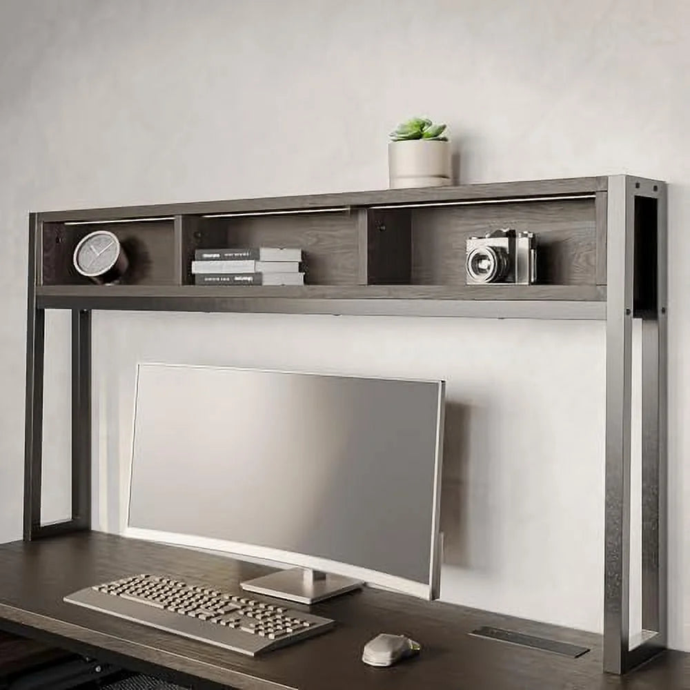 Computer Desk with Monitor Stand and File Cabinet, 104" Long L-Shaped Desk with RGB LED Lights and USB AC Outlet W802