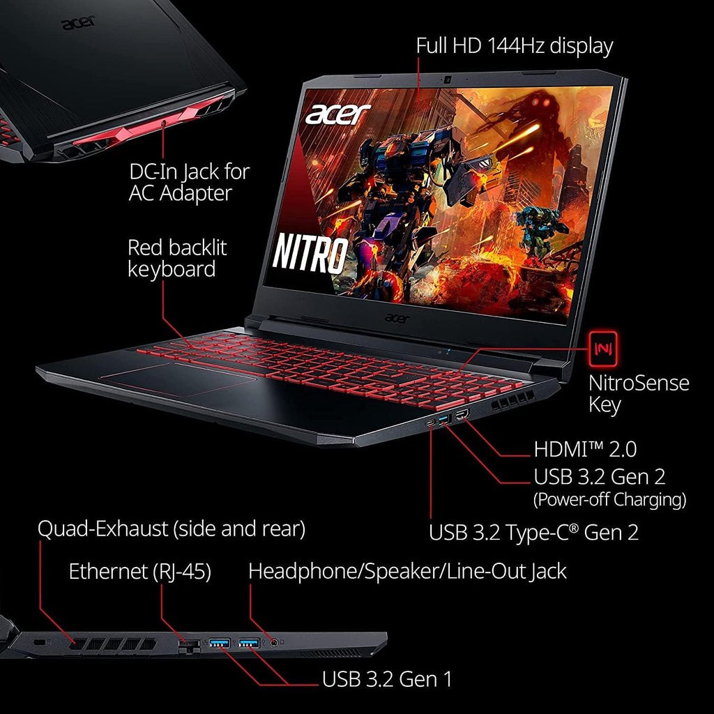 Black 15.6" FHD 144Hz Gaming Laptop with Intel Core i5, GeForce RTX 3050, 16GB RAM 512GB SSD C953