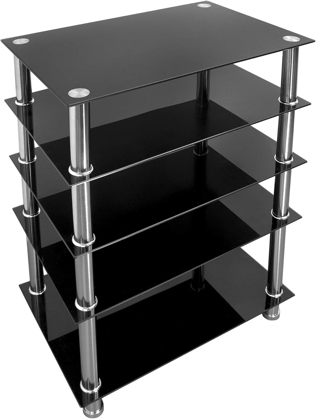 Tempered Glass AV Component Media Stand with 4 Shelves L33507