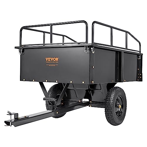 Heavy Duty Steel ATV Dump Cart, 750 lbs, 15 Cubic Feet Garden Utility with Removable Sides Y762269