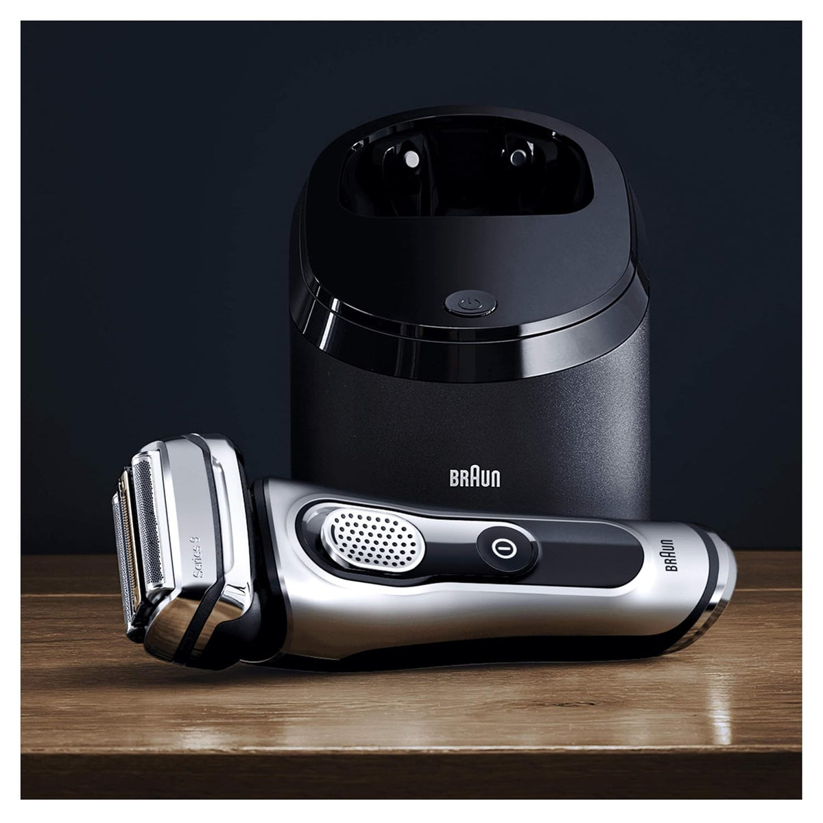 Silver Electric Shaver, Wet and Dry, Rechargeable Cordless Razor with Clean & Charge Station and Travel Case V622094