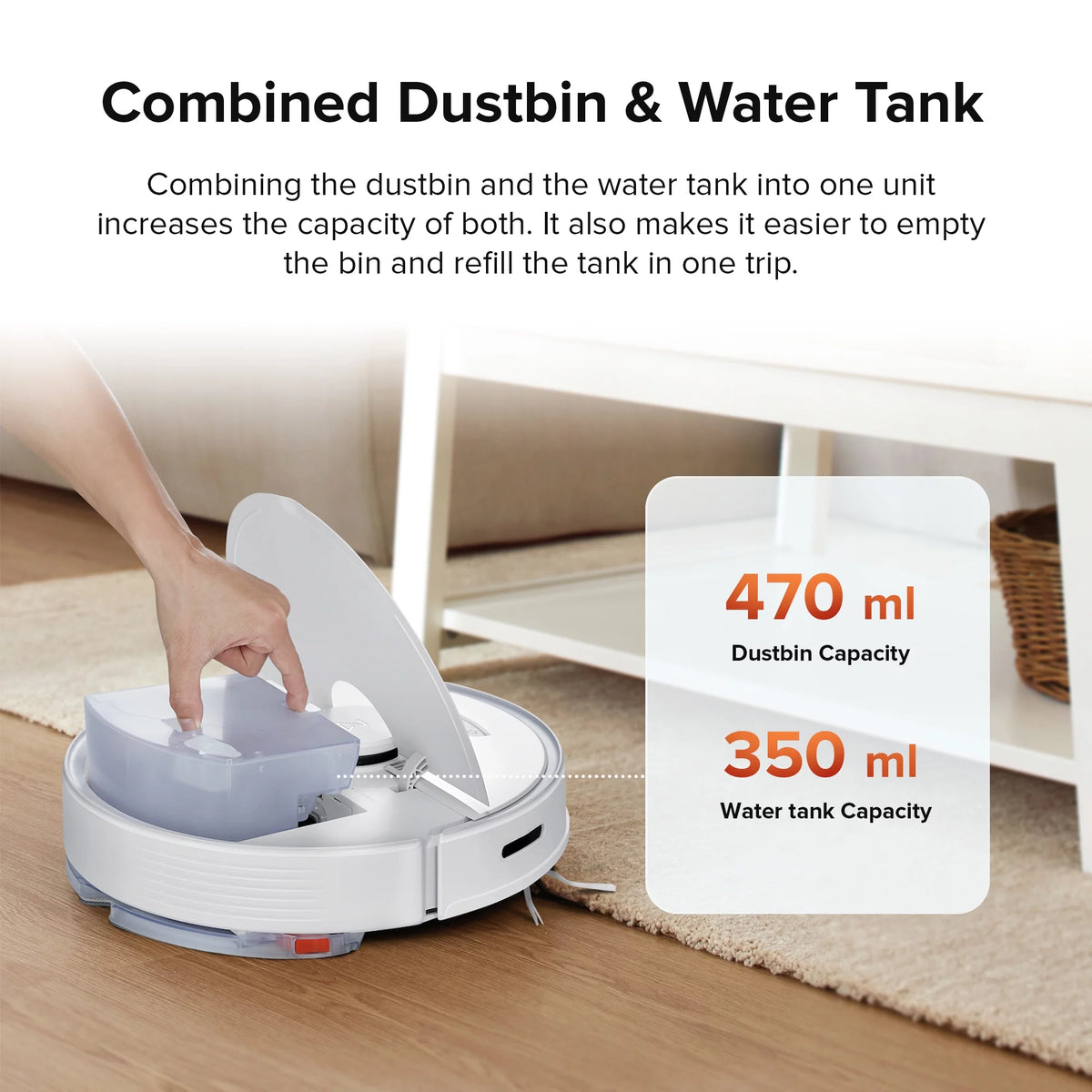 Robot Vacuum Cleaner with Auto-Empty Dock, 4200Pa Suction, White J3004