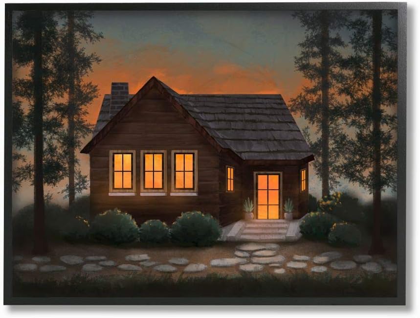 Cabin In The Woods Country Landscape Canvas Wall Art S467