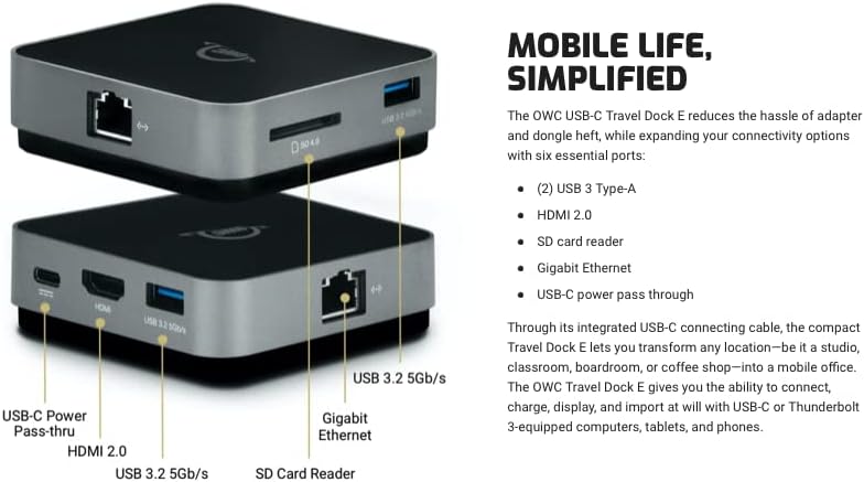 USB-C Travel Dock 5 Port with HDMI SD Card Space Grey Y2865