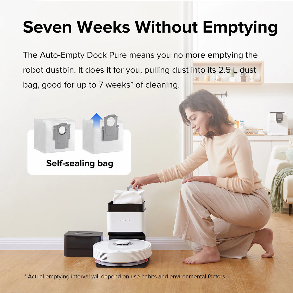 Robot Vacuum Cleaner with Auto-Empty Dock, 4200Pa Suction, White J3004