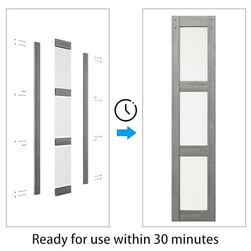 White 3-Panel Frosted Glass Solid Wood Barn Door with Sliding Door Hardware Kit Q7509