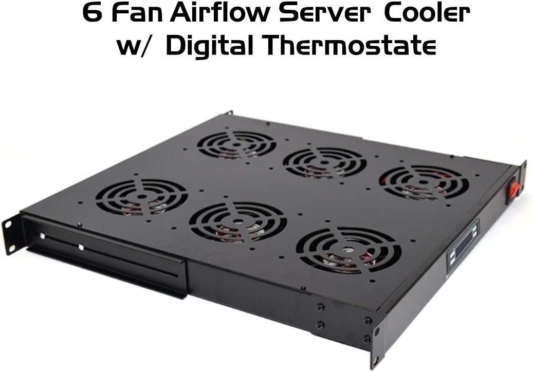 6 Cooling Fans for 19'' Server Cabinet/Rack with Thermostat Gauge S1804