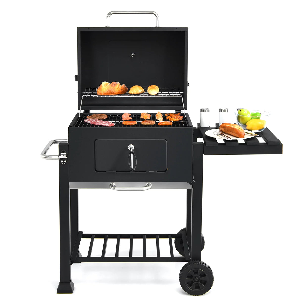 Portable Charcoal Grill with Wheels & Side Table D520