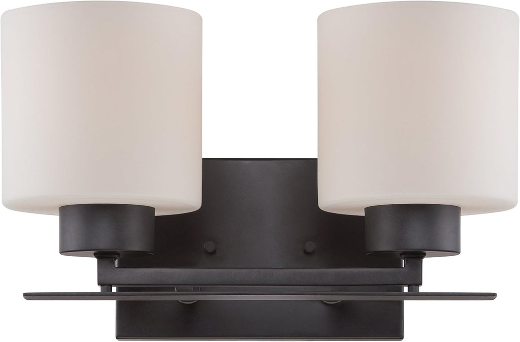 Two Light Vanity with Etched Opal Glass Polished Nickel Fixture T46815