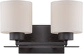 Two Light Vanity with Etched Opal Glass Polished Nickel Fixture T46815